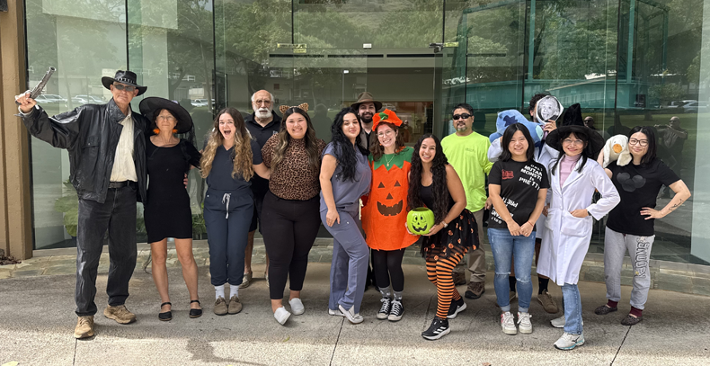 Halloween gathering in front of the YIBR laboratory