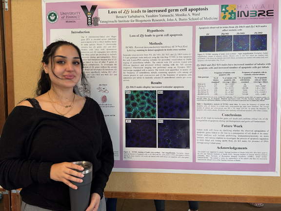 Photo of Benavir and her poster